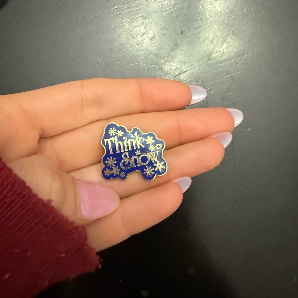 Blue and Gold 'Think Snow' Pin